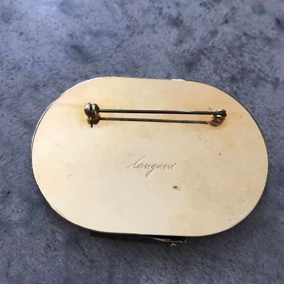 Langani Mother Of Pearl Art Deco Brooch Pin Oblong Antique Rare Vintage - Picture 8 of 9